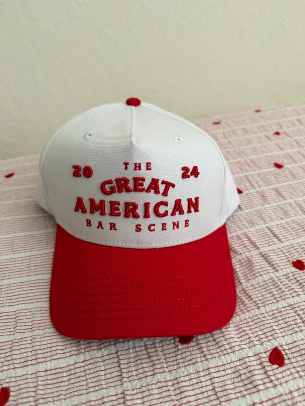 Bar Scene Red & White Cap